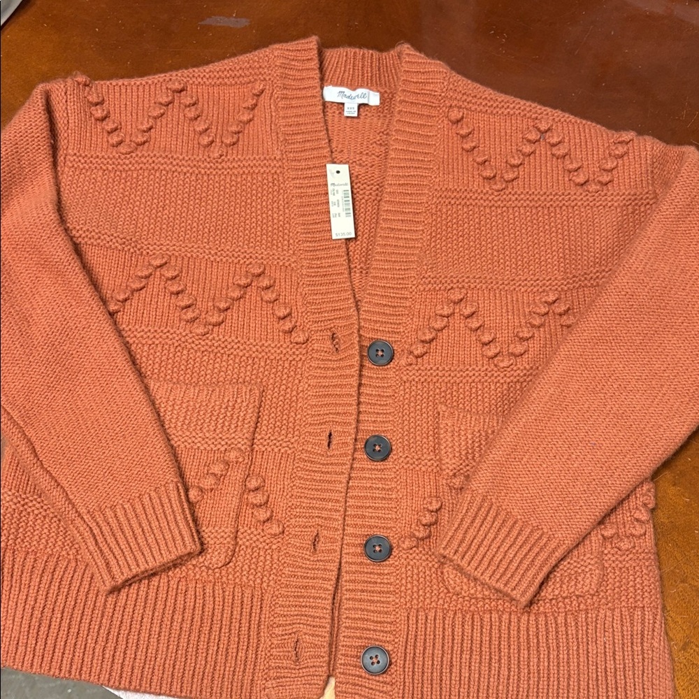 Madewell Rust Orange Knit Cardigan